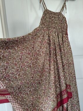 Tree of Life Floral Fairy Dress in Olive, Cream & Crimson